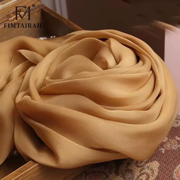 InjChiffon-Foulard pour Femme, 100% Vrai Foulard, Or, Hangzhou, Châles, Enveloppes pour Dames, Solid