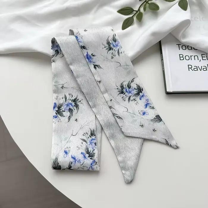 Foulard en soie minimaliste avec nœud, mignon et chic, style bohème pour femme, écharpe vintage bohè