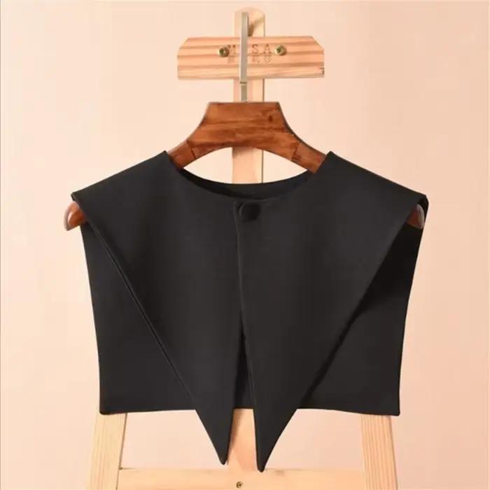 Vêtements d'extérieur pour femmes, châle à col pointu, décoratif, polyvalent, col bleu marine, échar