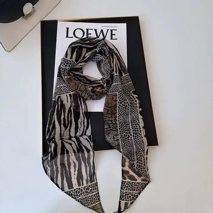 2025 bandeau accessoire série écharpe marron imprimé avec écharpe en soie à pois mode version coréen