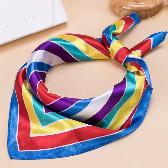 Foulard en soie pour femmes, 50x50, petits carrés doux, foulard de tête décoratif multifonctionnel, 