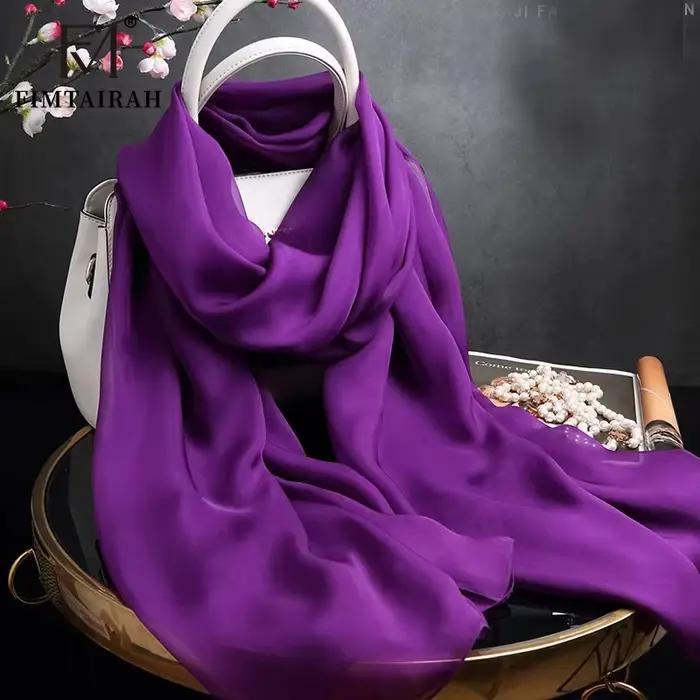 Écharpe en Mousseline de Soie pour Femme, group Châle, Couleur Unie, 100%
