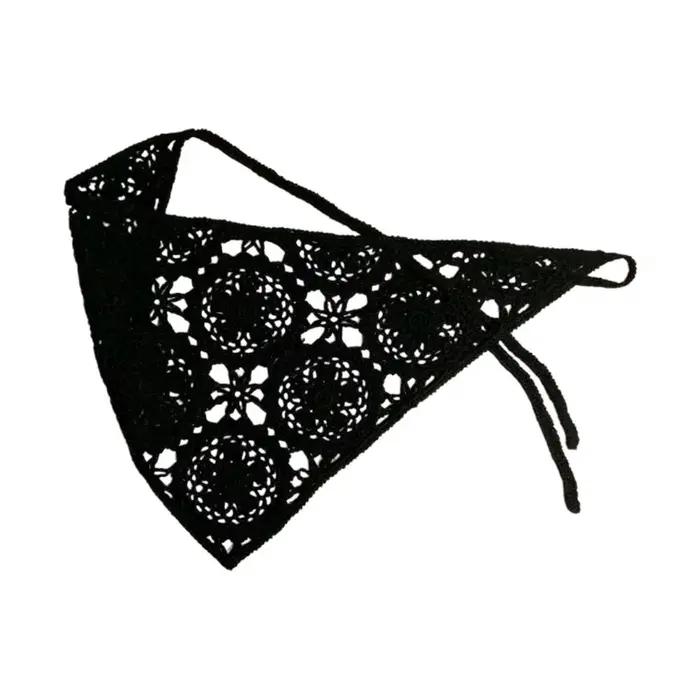Foulard triangulaire en crochet beige, bandeau rétro en maille tricotée, écharpe polyvalente pour le