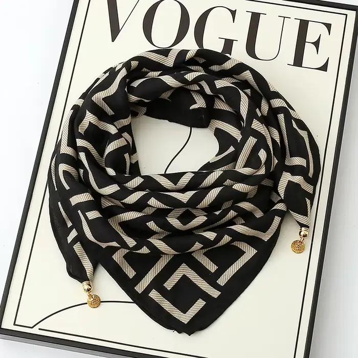 Foulard en soie à boucle magnétique de luxe pour femmes, écharpe carrée imprimée pour automne et hiv