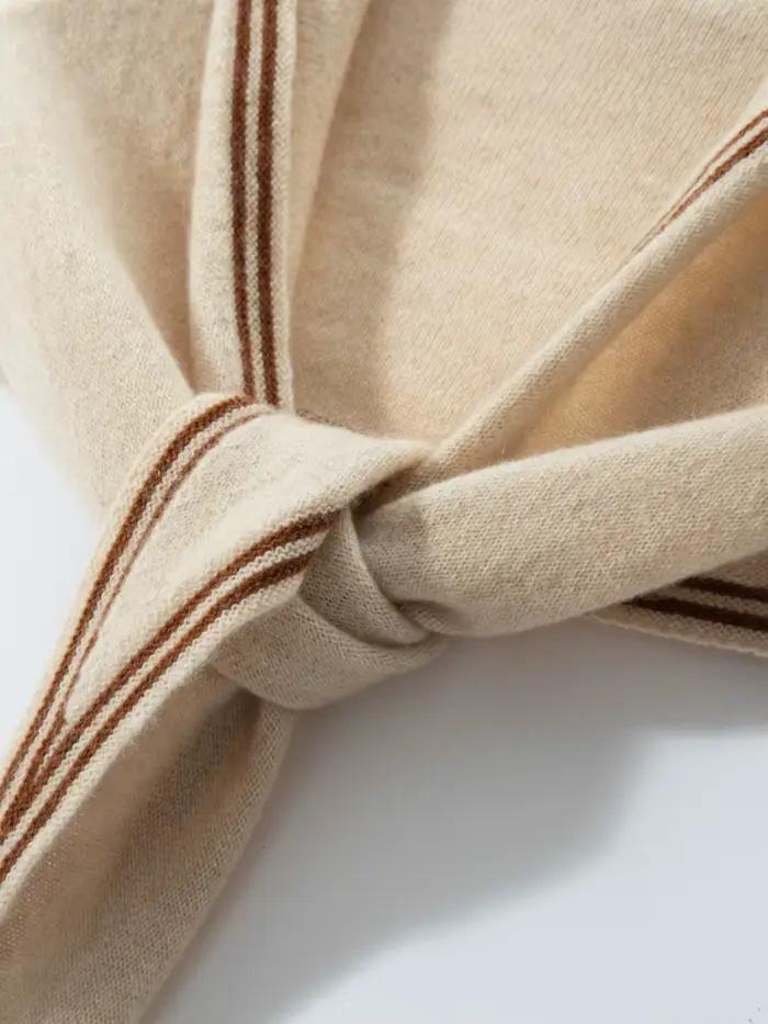 Écharpe triangulaire en cachemire pour femmes, petit châle, chauffe-cou, rayures appliquées, capot p