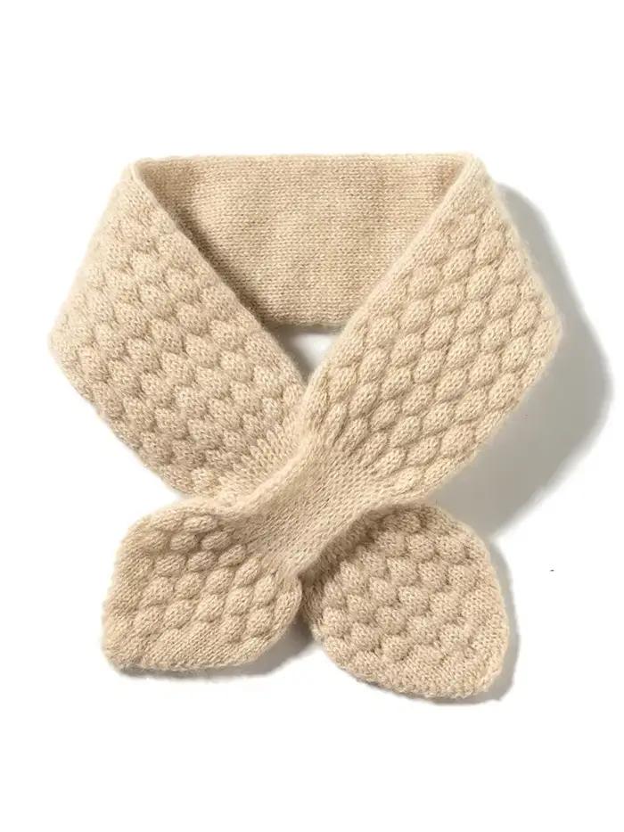 Femmes 100% pur cachemire tricoté petit nœud papillon écharpe foulard mousse point doux cou plus cha
