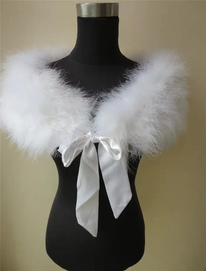 Châle de fourrure femme blanc | cape, cape, plumes d'auvéste, collier, bleu rose S60