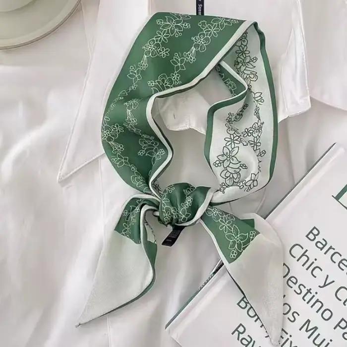 Luxary marque Design fleur imprimé Foulard en soie pour les femmes mode cheveux bandeau Foulard dame