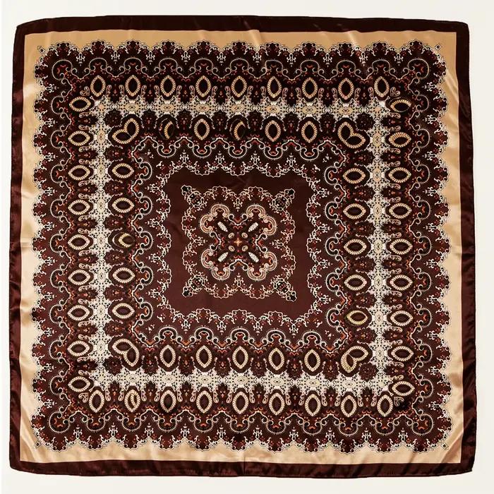 90*90 cm Satin soie carré écharpe femme mode foulard cou tête/cheveux foulards Bandana mouchoir Pais