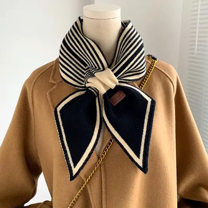 Écharpe de Marque de Luxe à Rayures pour Femme, Foulard d'Hiver Chaud, Long et Maigre, Petit, Nouvea