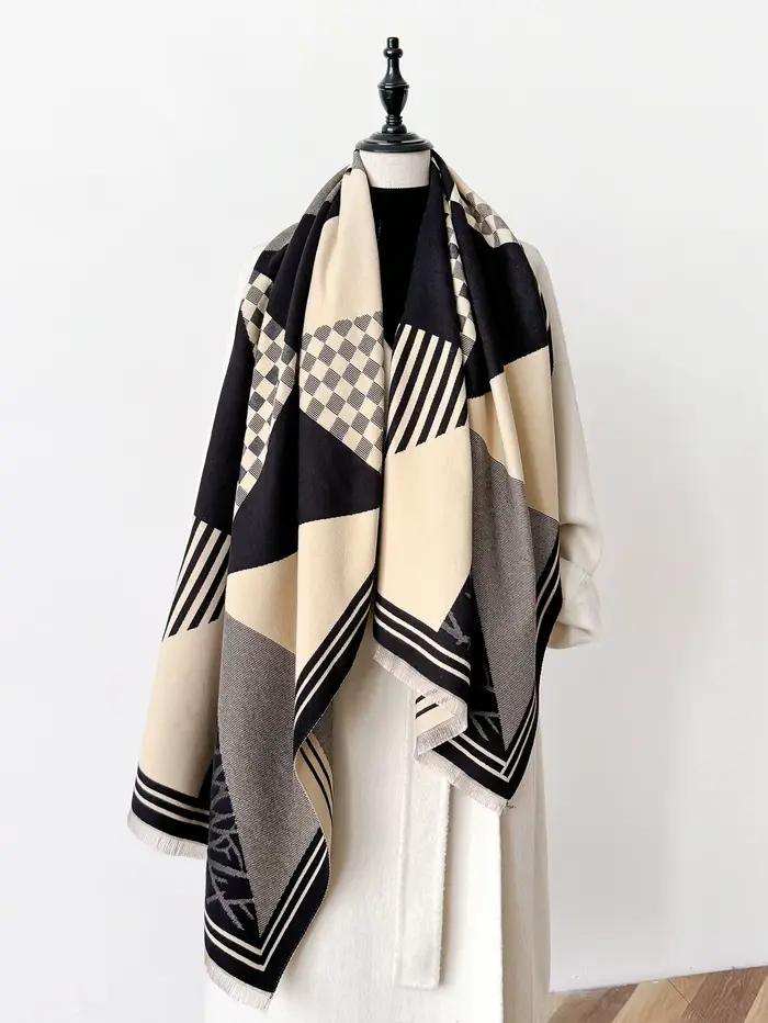 Écharpe Jacquard double face en cachemire pashmina, marque de luxe, châle Pashmina à franges douces 