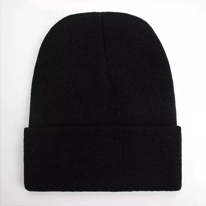 Bonnet unisexe solide automne hiver mélanges de laine doux chaud bonnet tricoté hommes femmes SkullC