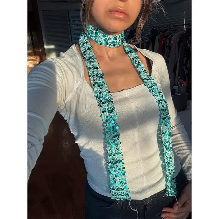 Écharpe pour femme à sequins brillants