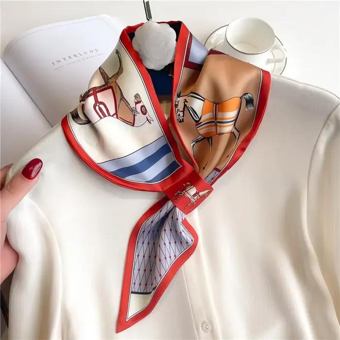 Marque de luxe foulard maigre écharpe pour femmes Satin rubans de soie Bandana dames cou cravate poignet enveloppement