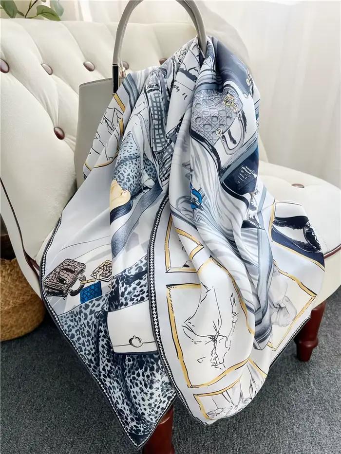 Foulard carré soie de mûrier pur pour femme foulard de tête hijab châle bandana 90x90cm soie fine style mode élégance tricoté four seasons usage casual cadeau spécial