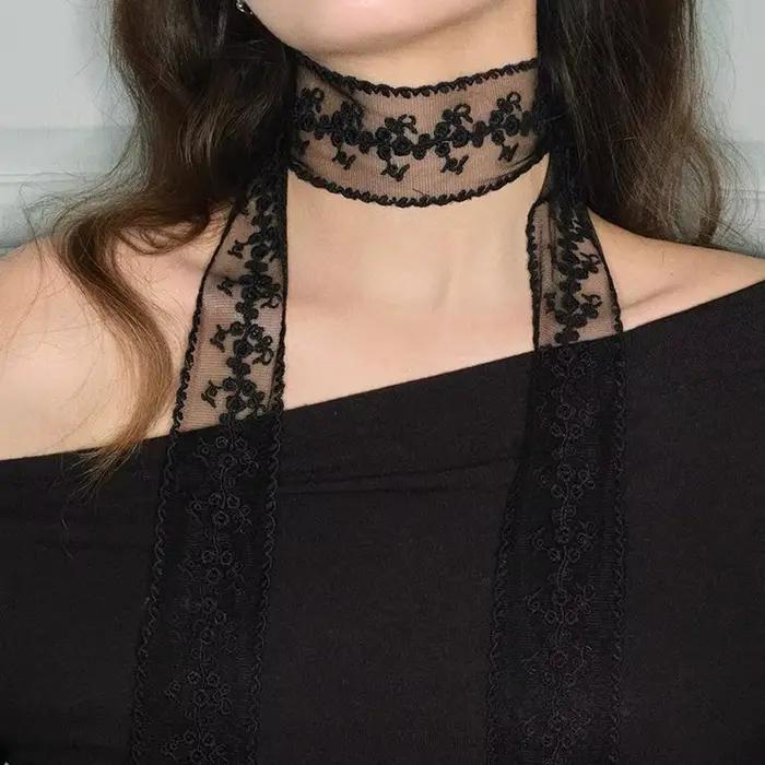 Écharpe en dentelle polyester fleur multifonctionnelle pour femmes, élégante et confortable pour les sorties décontractées printemps été