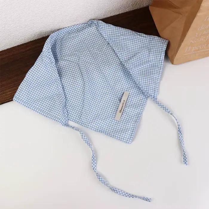 Foulard Cheveux Roux Bohème Bandana Style Pastoral Bleu Triangle Bandeau
