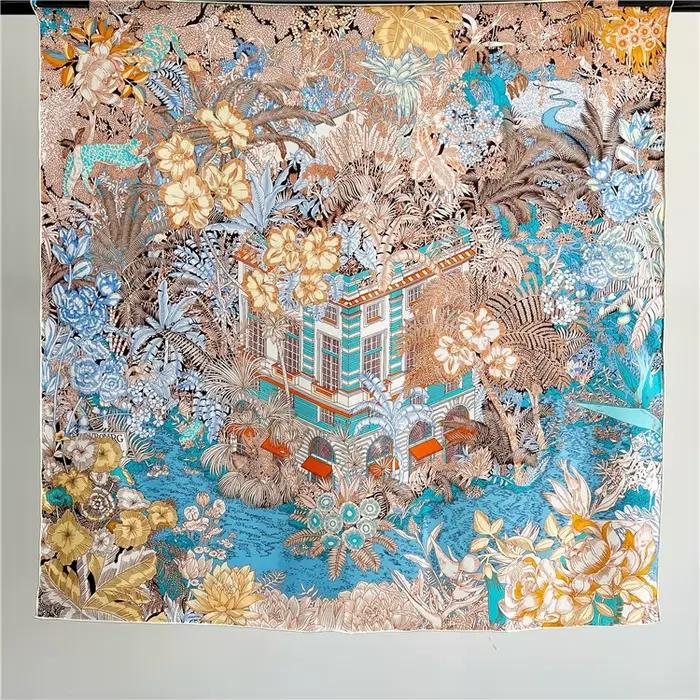 Foulard en soie de mûrier marque de luxe femmes foulards carrés Hijab châle enveloppement concepteur femme