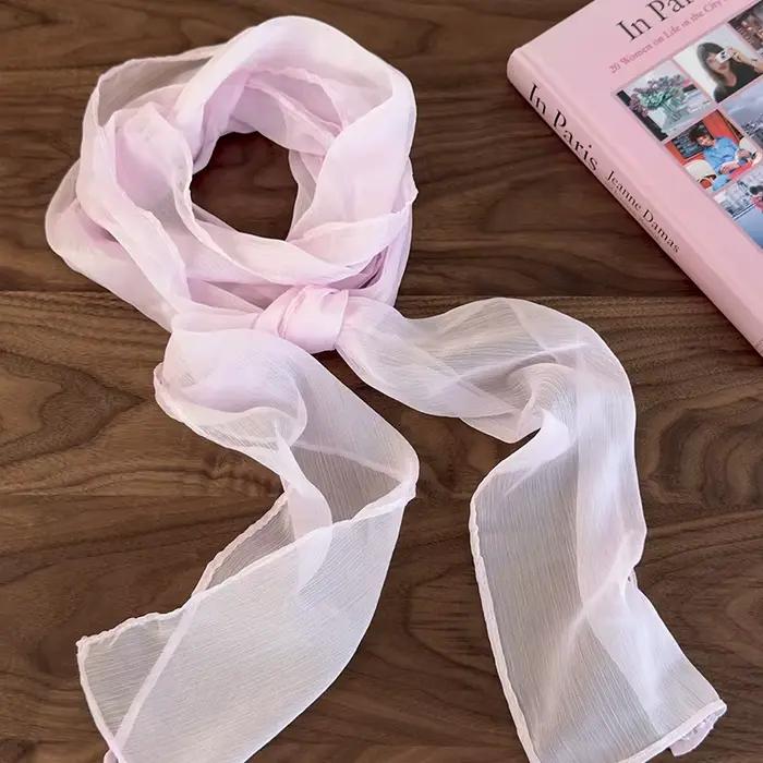 Cravate écharpe pure pour femmes multifonctionnelle solide polyvalente printemps été style mode tricoté