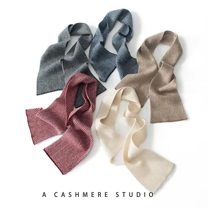Foulard en cachemire pour hommes et femmes, écharpe courte, classique, tricotée, à rayures, pour adultes, cadeau de noël et nouvel an, hiver
