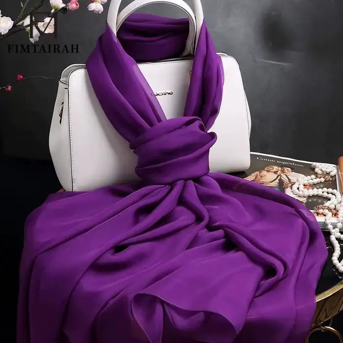 Écharpe en Mousseline de Soie pour Femme, group Châle, Couleur Unie, 100%