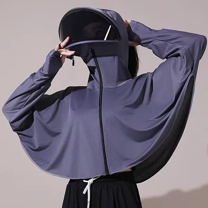 Vêtements de protection solaire fins en soie glacée pour femmes