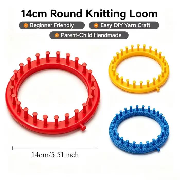 Tissage DIY : Kit de tricot rond de 14 cm pour écharpes, pulls, chapeaux, bandeaux, châles – Outil de tissage et de tressage artisanal fait main