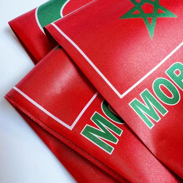 Écharpe marocaine 14*130cm, impression double face, 100% polyester, pour supporters de football, drapeau national
