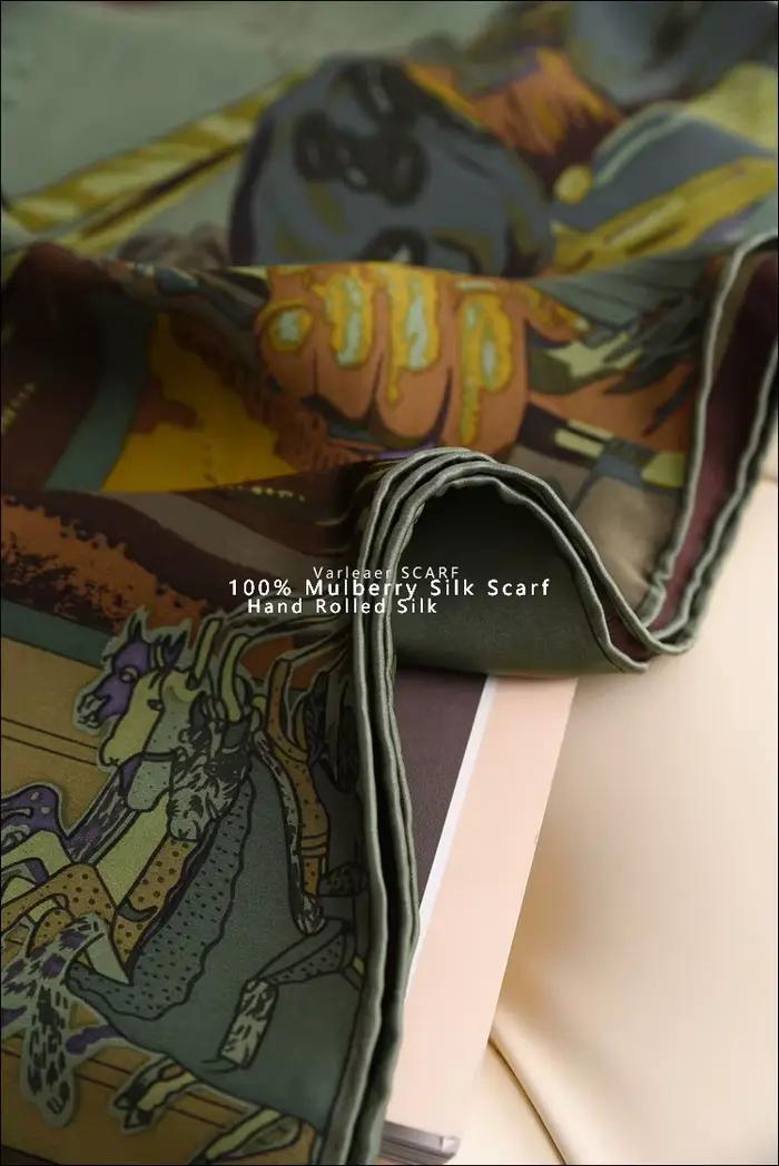 Carré en carreaux en soie de mûrier Varleaer 110cm pour femmes, écharpe, châle, bandeau, cadeau de luxe pour occasions