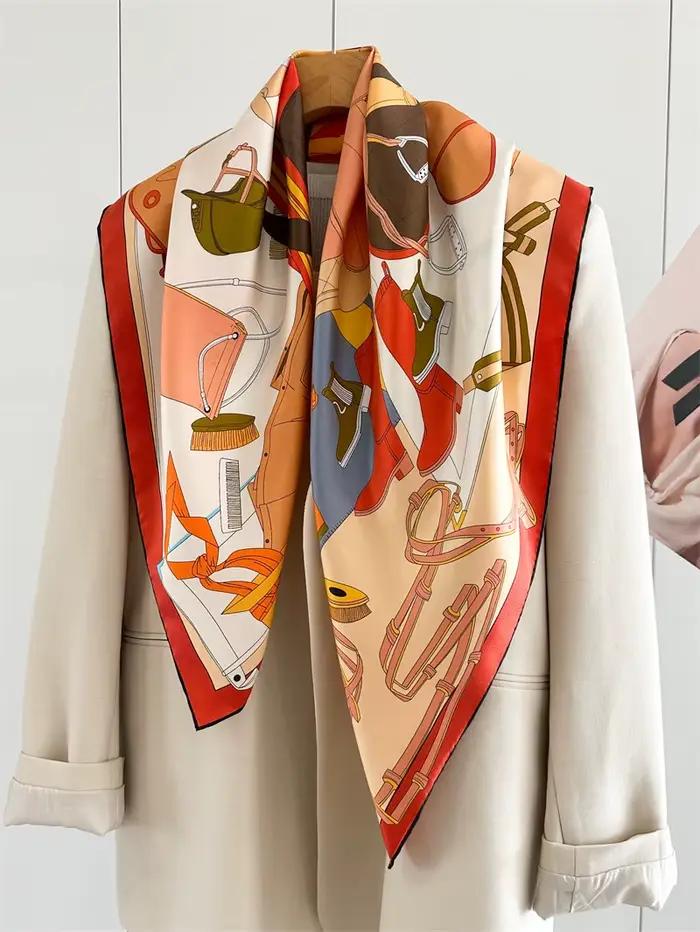 Foulard en soie noble carré 90cm, châle et écharpe polyvalente pour femmes, style élégant et moderne, idéal pour toutes les saisons et occasions décontractées