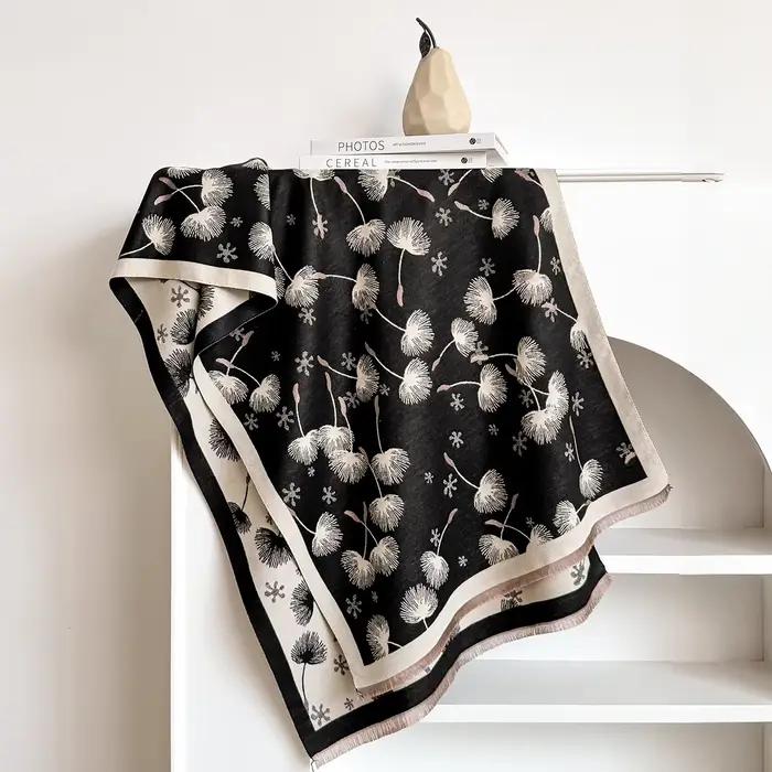 2025 hiver chaud cachemire plume écharpe pour femmes de luxe Jacquard Pashmina châle Wrap foulard femme Design