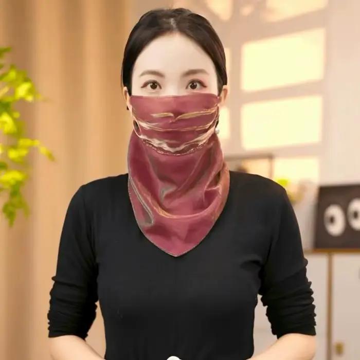 Écharpe de protection solaire avec cache-visage perlé pour femme
