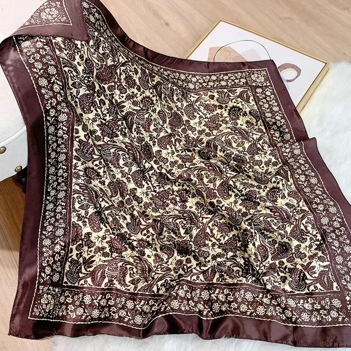 Foulard de marque de luxe pour femme musulmane imprimé en polyester multicolore et multifonction pour toutes les saisons et occasions