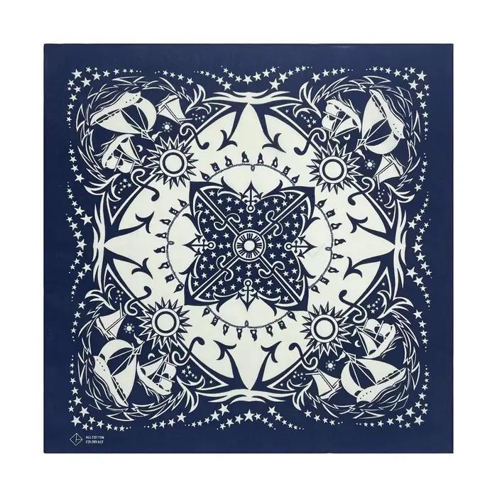 Bleu marine haute qualité Hip Hop coton carré écharpe hommes voilier nautique Bandana