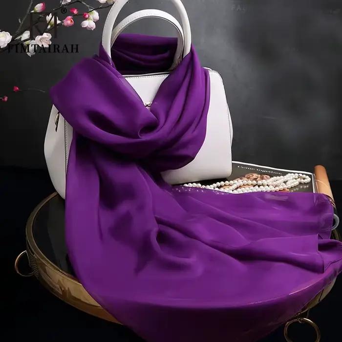 Écharpe en Mousseline de Soie pour Femme, group Châle, Couleur Unie, 100%