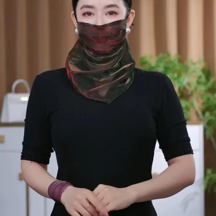 Écharpe de protection solaire avec cache-visage perlé pour femme