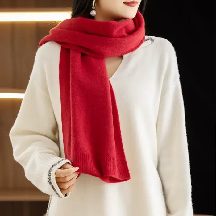 Châle en tricot de laine mérinos pour femmes, cardigan de printemps, écharpe de document solide, châle de style coréen, élégant et doux, nouveau et à la mode, 100%