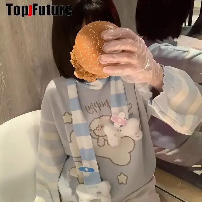 Harajuku gothique Lolita Y2k fille Punk femmes longue écharpe streetwear ange fourrure os foulards