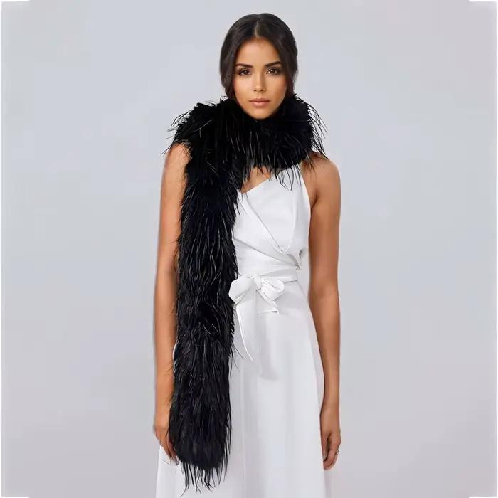 Écharpe pour femme style fausse plume de dinde