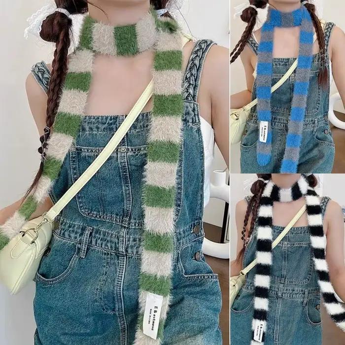Écharpe Y2K tricotée pour femmes style streetwear en acrylique longue et chaude pour hiver et autres occasions spéciales