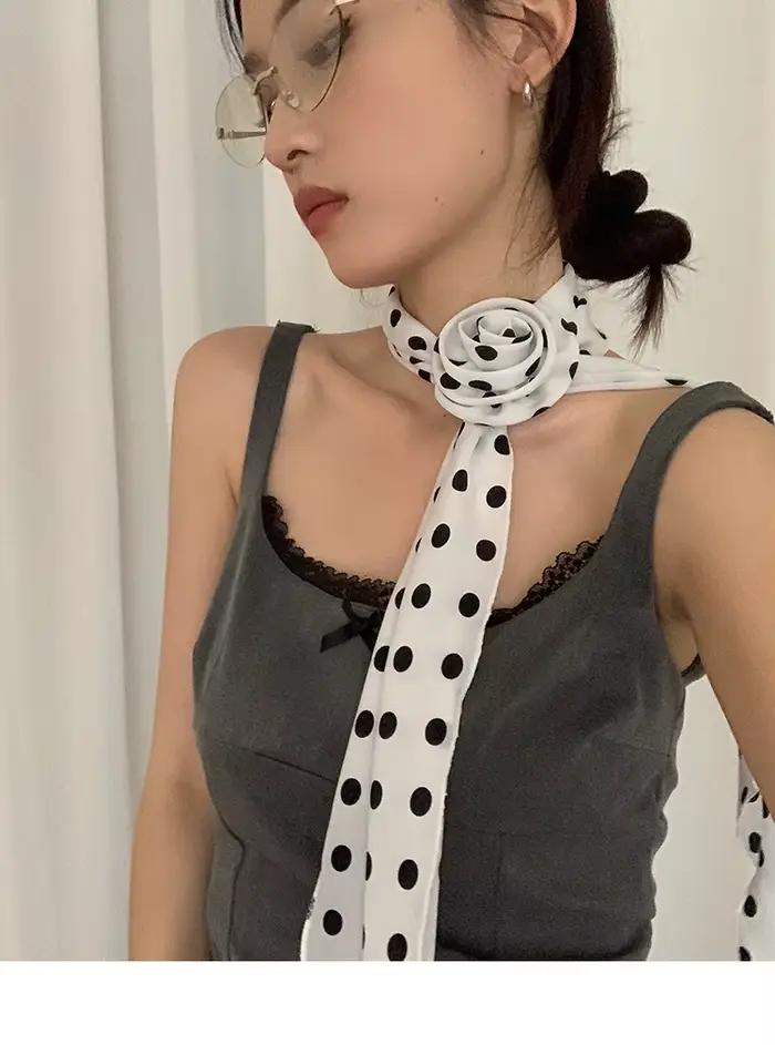 130*14 cm femmes élégantes étroite longue écharpe bricolage cravate de luxe impression détachable fleur foulard filles