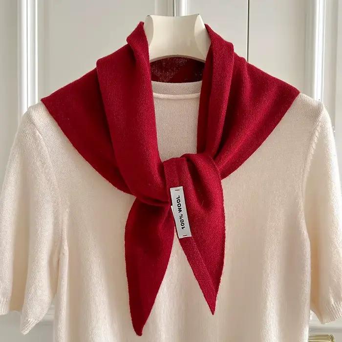 100% nouvelle laine Triangle écharpe pour femmes mode chaud tricoté couleur unie