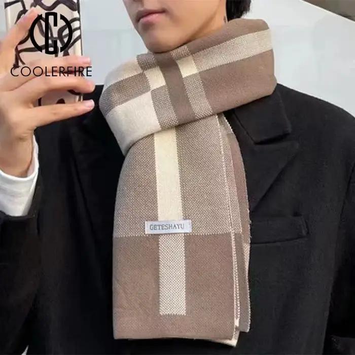 Écharpe à carreaux hiver hommes garder au chaud