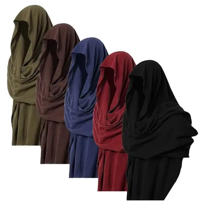Écharpe vintage en tissu doux polyestère pour hommes, poncho à capuche, style décontracté, adaptable à quatre saisons, parfait pour les banquets médiévals et les fêtes costumées
