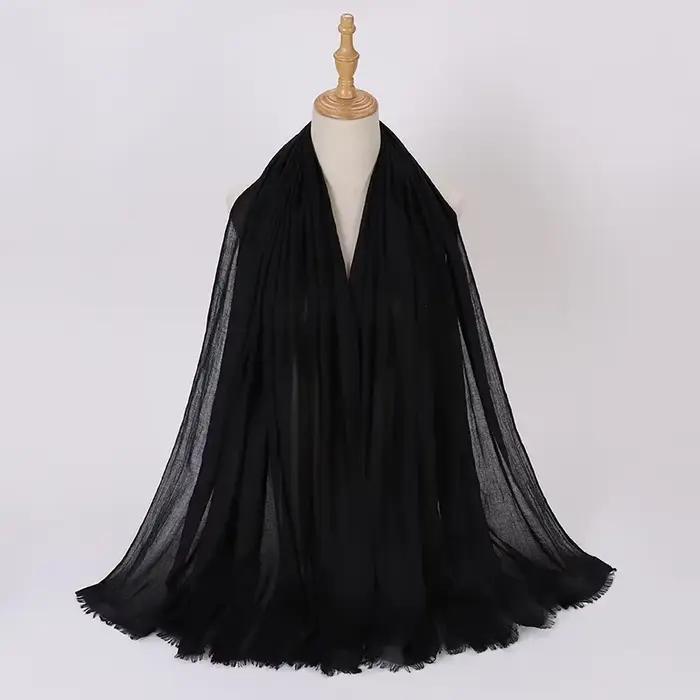 Écharpe bleue femme élégante en mousseline de soie châle coton