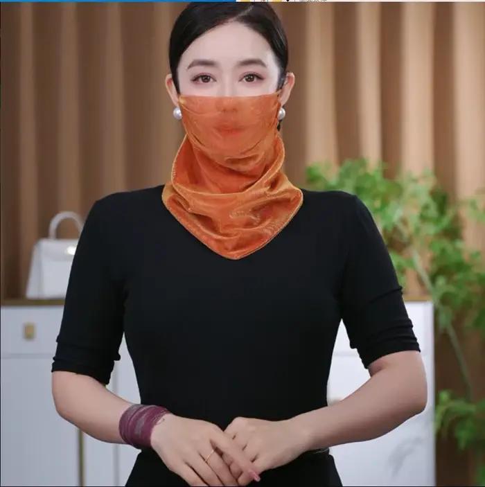 Écharpe de protection solaire avec cache-visage perlé pour femme