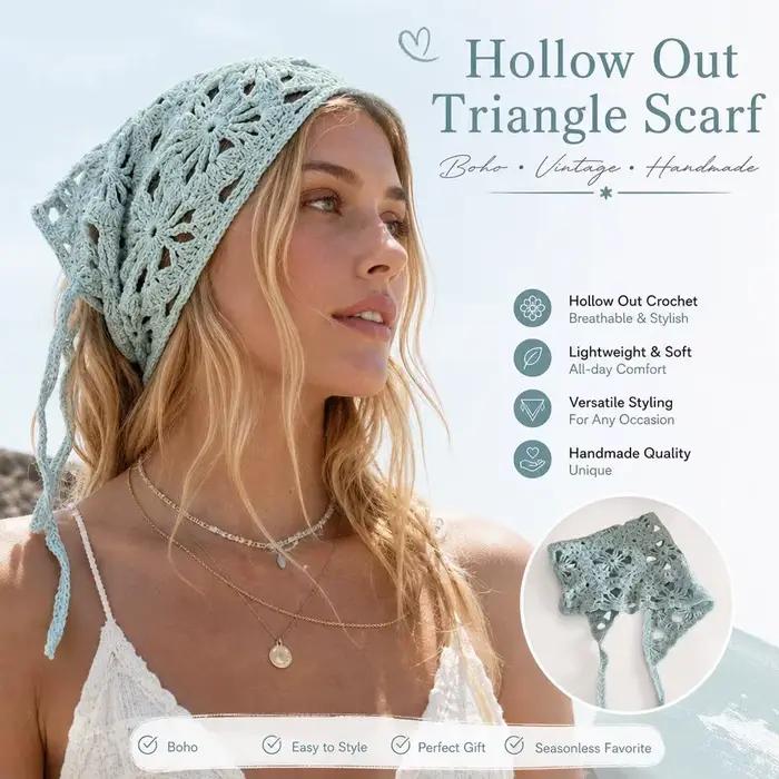 Foulard triangulaire en crochet beige