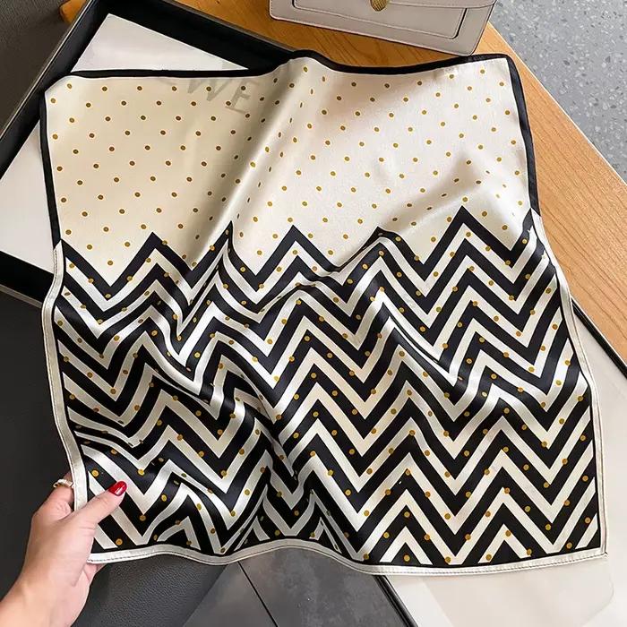 100% foulard de tête en soie naturelle femmes luxe Chevron rayé foulards de cou dames concepteur bandeau carré