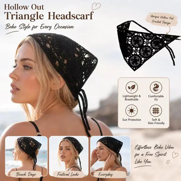 Foulard triangulaire en crochet beige