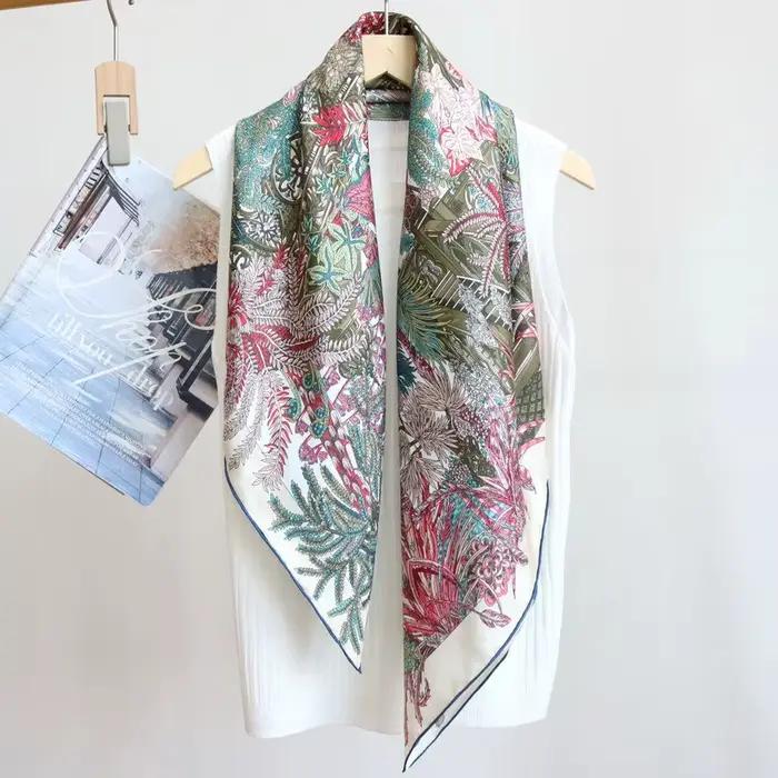 Hems Rollerd 90 Bandanas naturel mûrier écharpe soie carré printemps été Foulard Femme bords roulants tête cheveux sac foulards 90CM